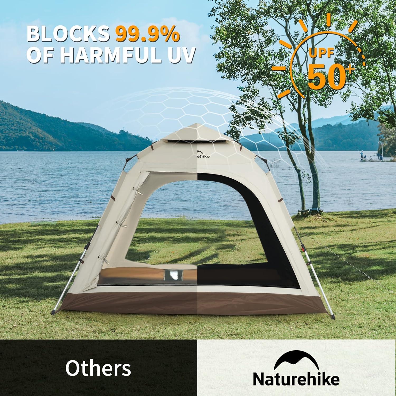 image:imageNaturehike Upgraded Ango 34 Person Blackout TentInstant Pop up Tents for Camping Waterproof AntiUV Camping TentBrown3 Person