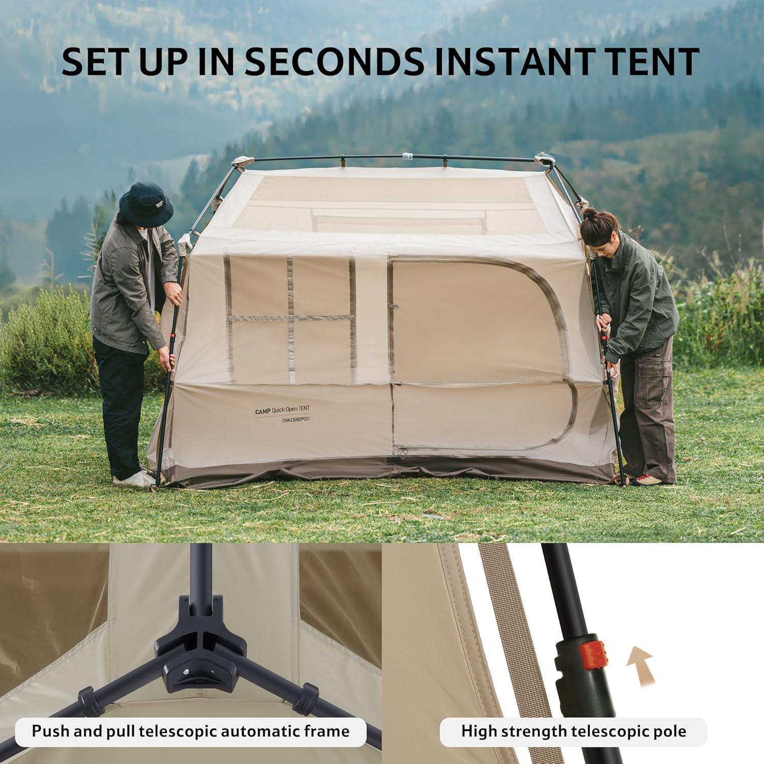 image:imageNaturehike Village Instant Tent Camping Tent with Full Rainfly Waterproof Large Cabin Tents for Car Camping4 Person Premium
