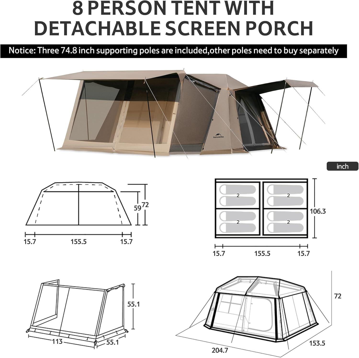 image:imageNaturehike Village Instant Tent Camping Tent with Full Rainfly Waterproof Large Cabin Tents for Car Camping8 Person Premium