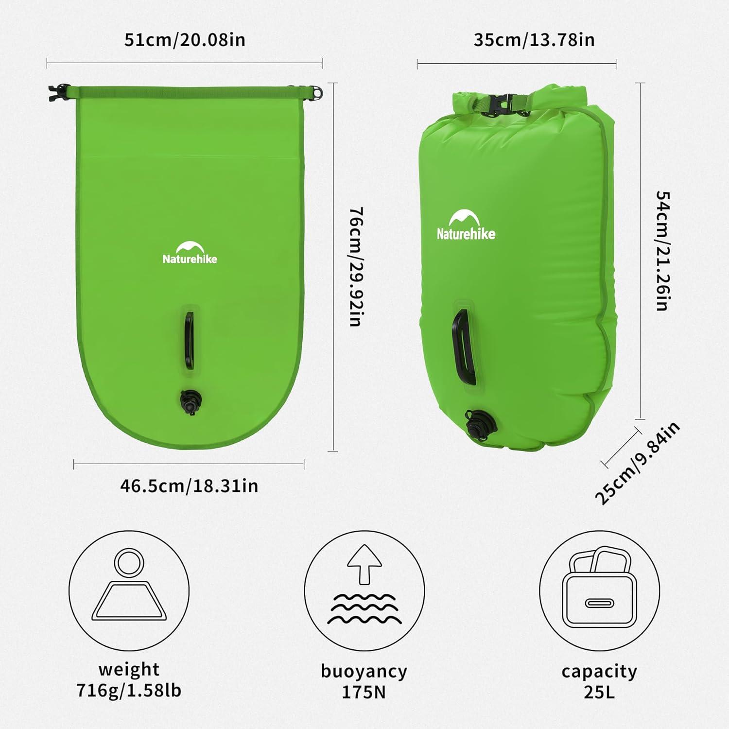 image:imageNaturehike Waterproof Dry bags for Women Men Roll Top Dry Storage Bag Ultralight Dry Sack Outdoor Bags Keep Gear Dry for Hiking Kayaking Camping Swimming Boating25LGreen