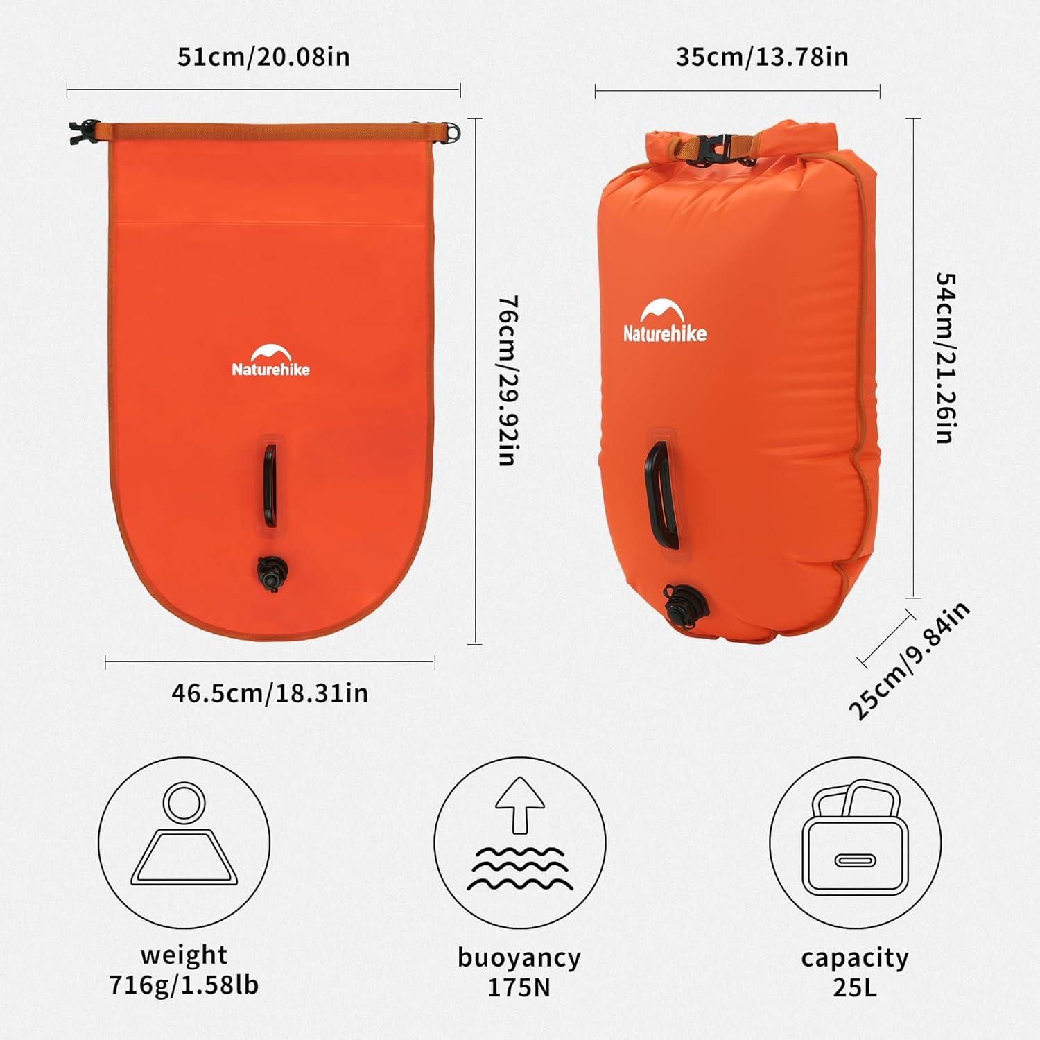 image:imageNaturehike Waterproof Dry bags for Women Men Roll Top Dry Storage Bag Ultralight Dry Sack Outdoor Bags Keep Gear Dry for Hiking Kayaking Camping Swimming Boating25LOrange