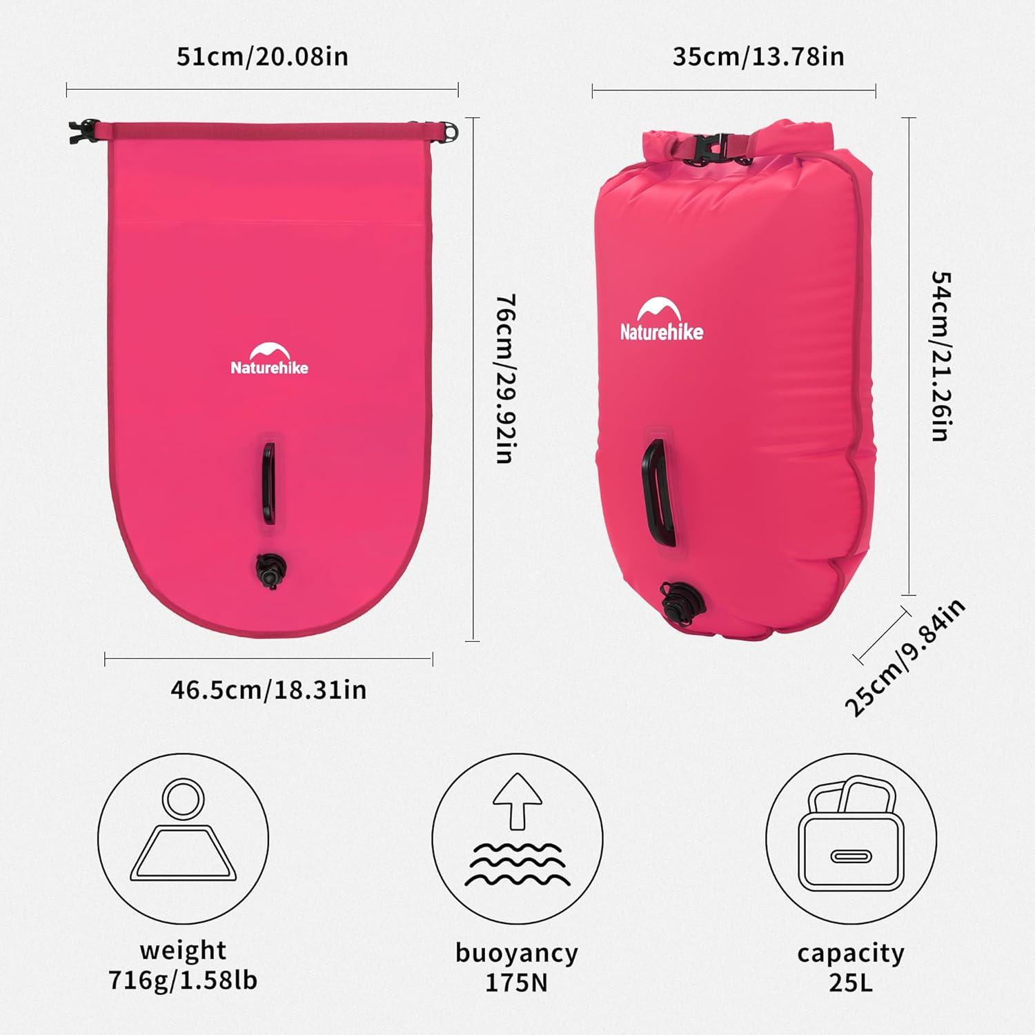 image:imageNaturehike Waterproof Dry bags for Women Men Roll Top Dry Storage Bag Ultralight Dry Sack Outdoor Bags Keep Gear Dry for Hiking Kayaking Camping Swimming Boating25LPink