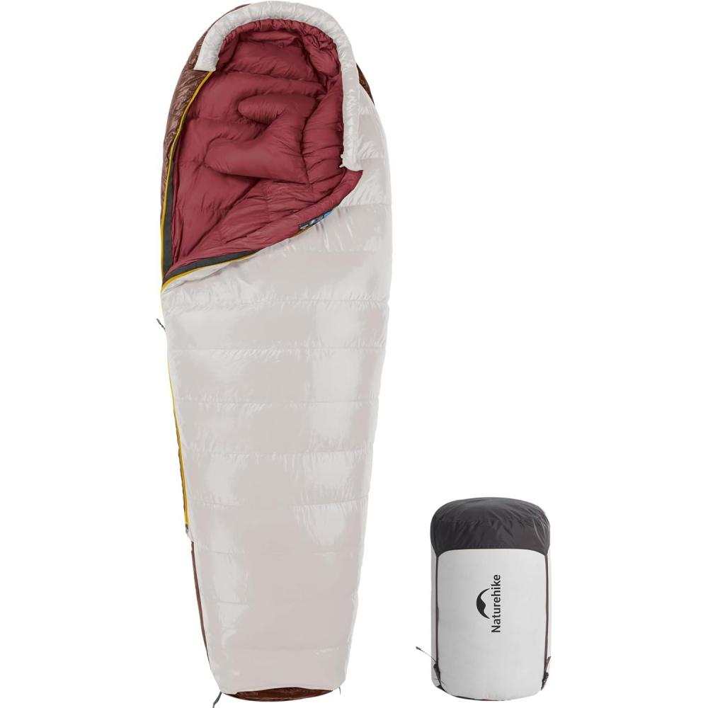 image:imageNaturehike 0 Degree RDS Down Mummy Sleeping Bag for Adults 650 Fill Power Cold Weather Backpacking Sleeping Bag for Camping Hiking 1 18 30 YKK ZipperRed