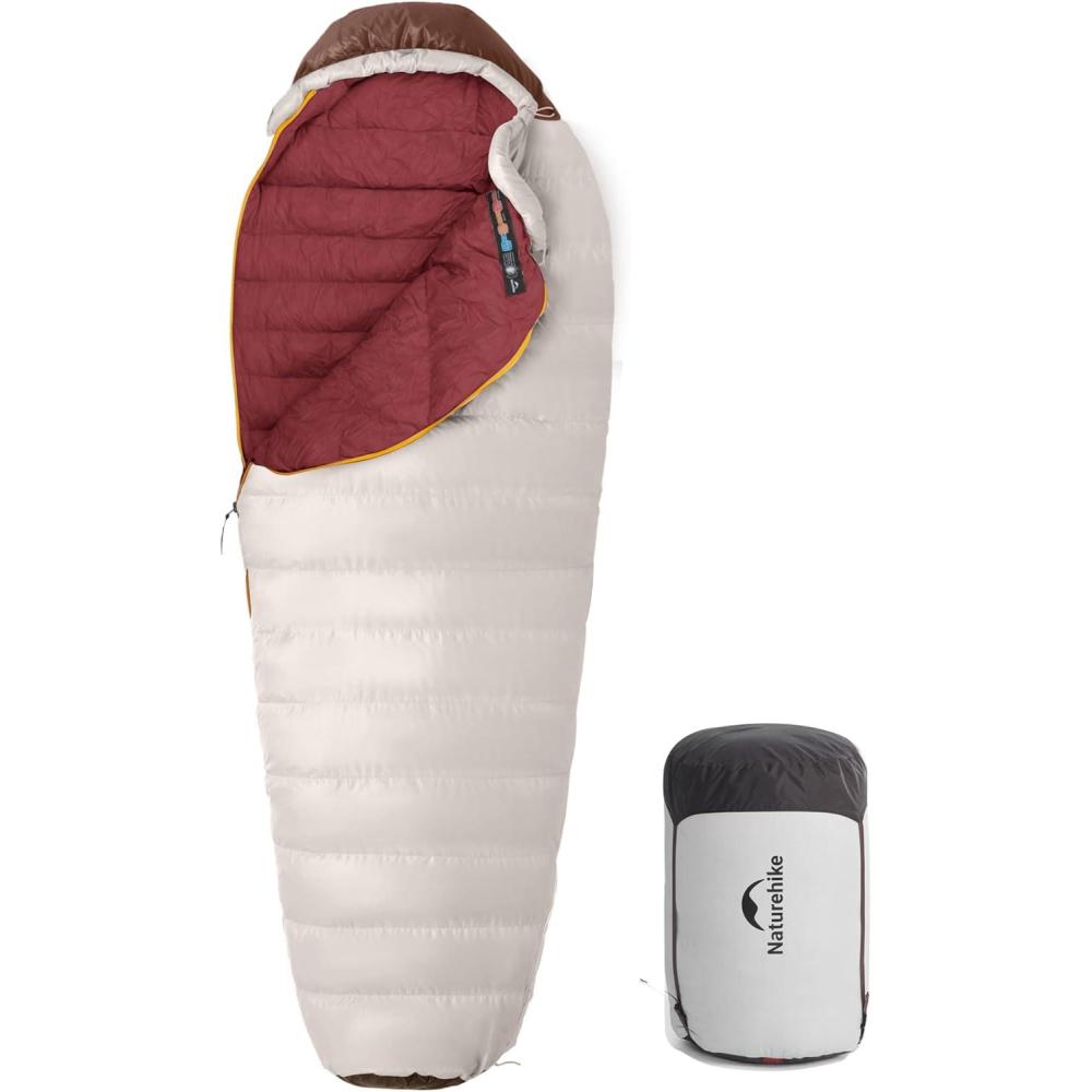 image:imageNaturehike 0 Degree RDS Down Mummy Sleeping Bag for Adults 650 Fill Power Cold Weather Backpacking Sleeping Bag for Camping Hiking 1 18 30 YKK ZipperSmoky brown