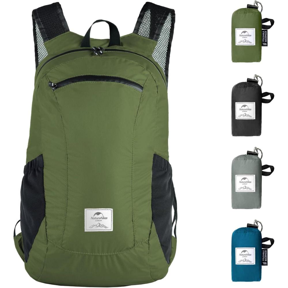 image:imageNaturehike 18L Lightweight Hiking Backpack Waterproof Camping Packable Backpack Ultralight for Travel Airplane Small Hiking Daypack for Adults BlackPine Green