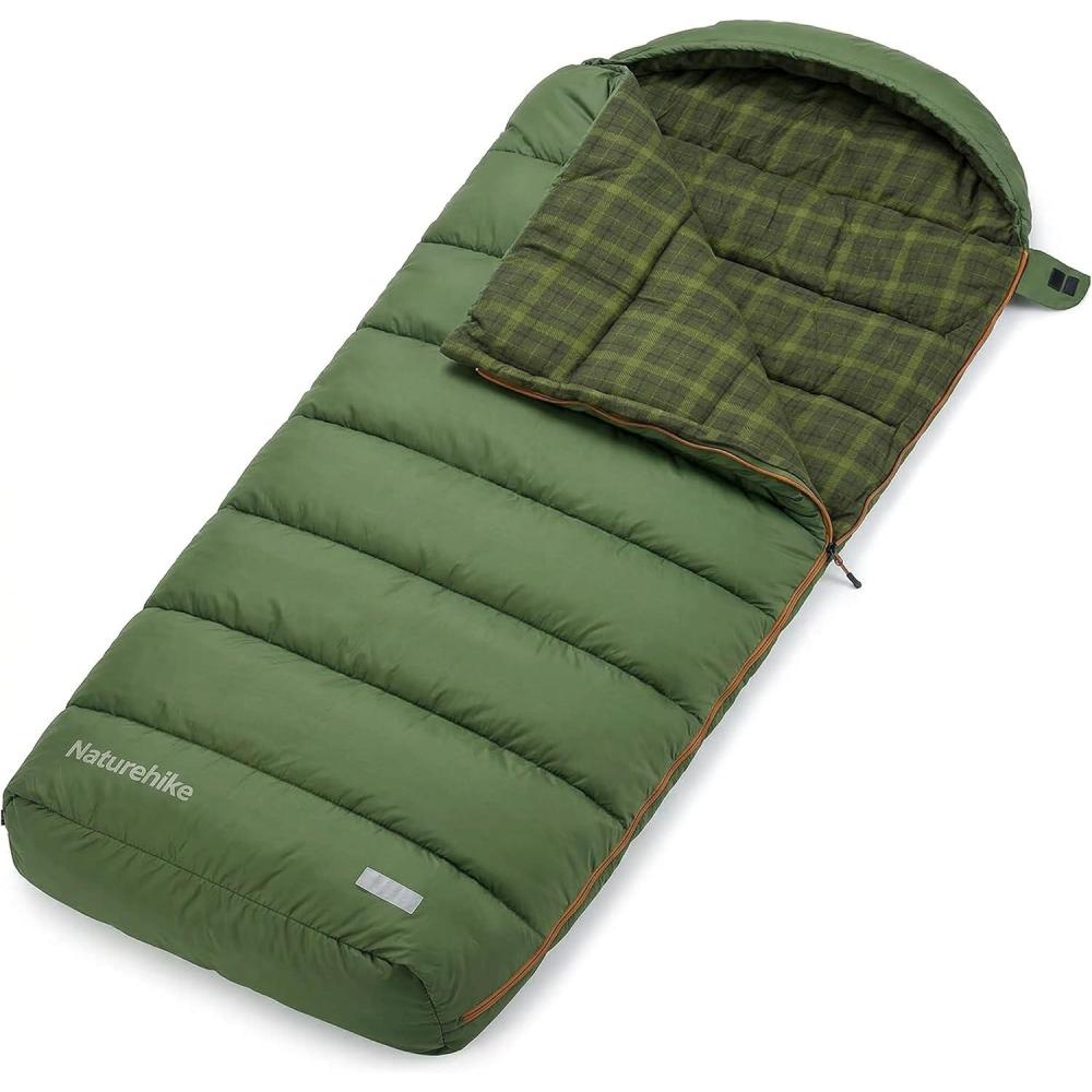 image:imageNaturehike Big amp Tall Flannel Sleeping Bag for Adults XXL Sleeping Bag for All Seasons Machine Washable Sleeping Bags for Camping Hiking Hunting Compression Sack IncludedGreenISO comfort 32