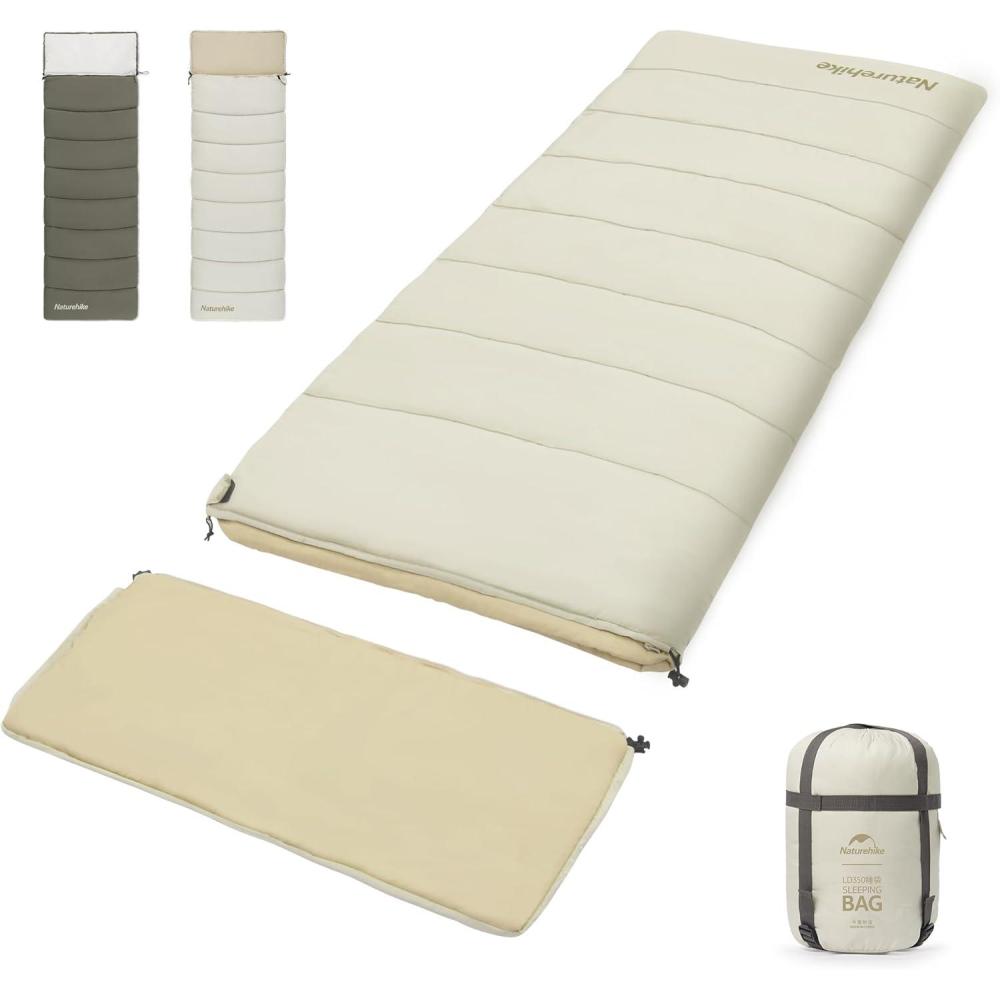 image:imageNaturehike Camping Sleeping Bag for Adults 3654 Spliceable Double Sleeping Bag 3 Seasons Lightweight Waterproof Sleep Bags for ColdampWarm WeatherOff white
