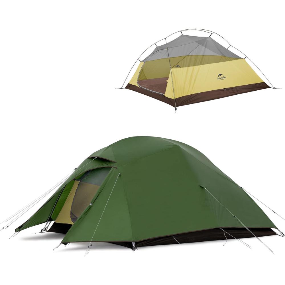 image:imageNaturehike Cloud Up Backpacking Tent with Footprint 3 Season Free Standing Lightweight Camping Tent with Footprint Free Standing Dome Camping Hiking WaterproofDark Green