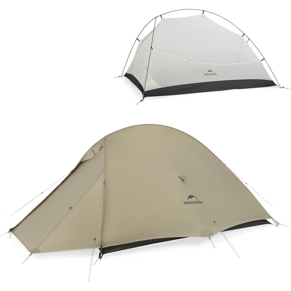 image:imageNaturehike CloudUp Tent Lightweight Backpacking Tent with Footprint Free Standing Ultralight Camping Hiking Backpack TentsSand