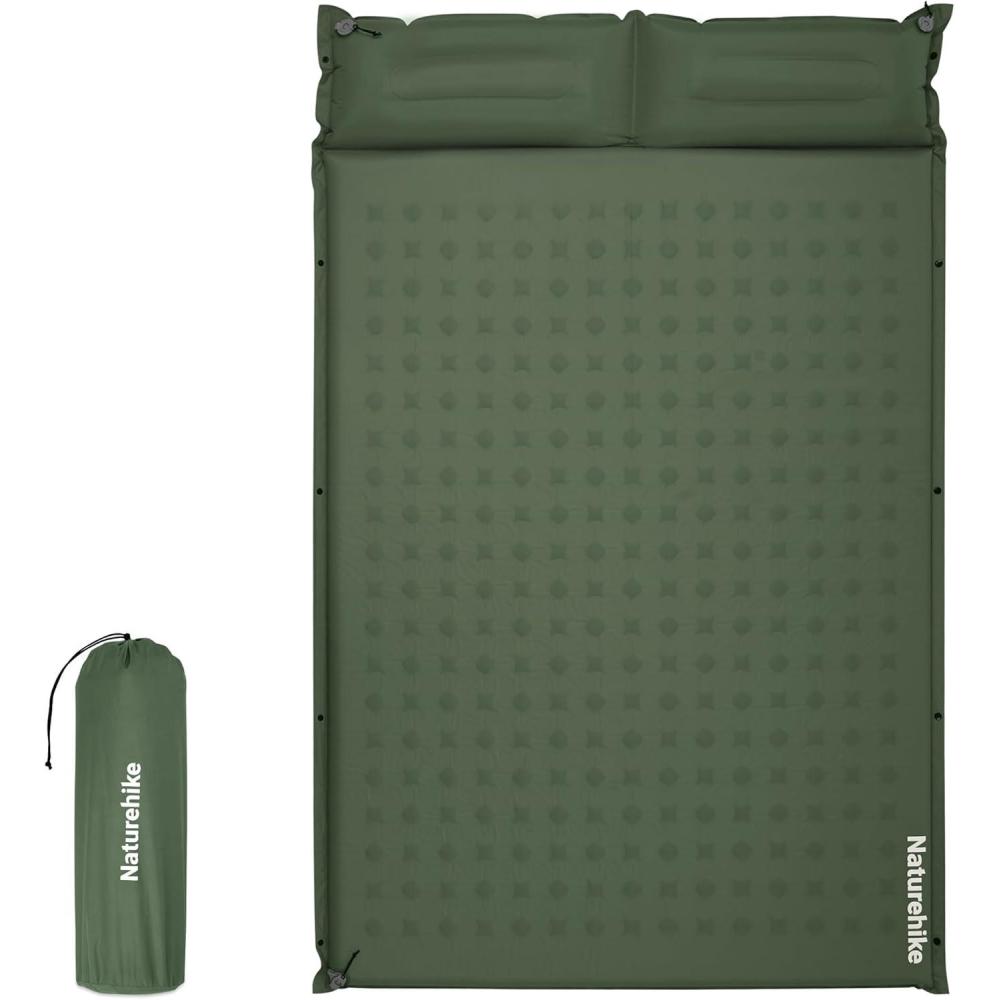 image:imageNaturehike Connectable Double Self Inflating Sleeping Pad 118 Memory Foam Camping Pad Backpacking Camping Mattress Pad for Tent Travel Car HammockGreen