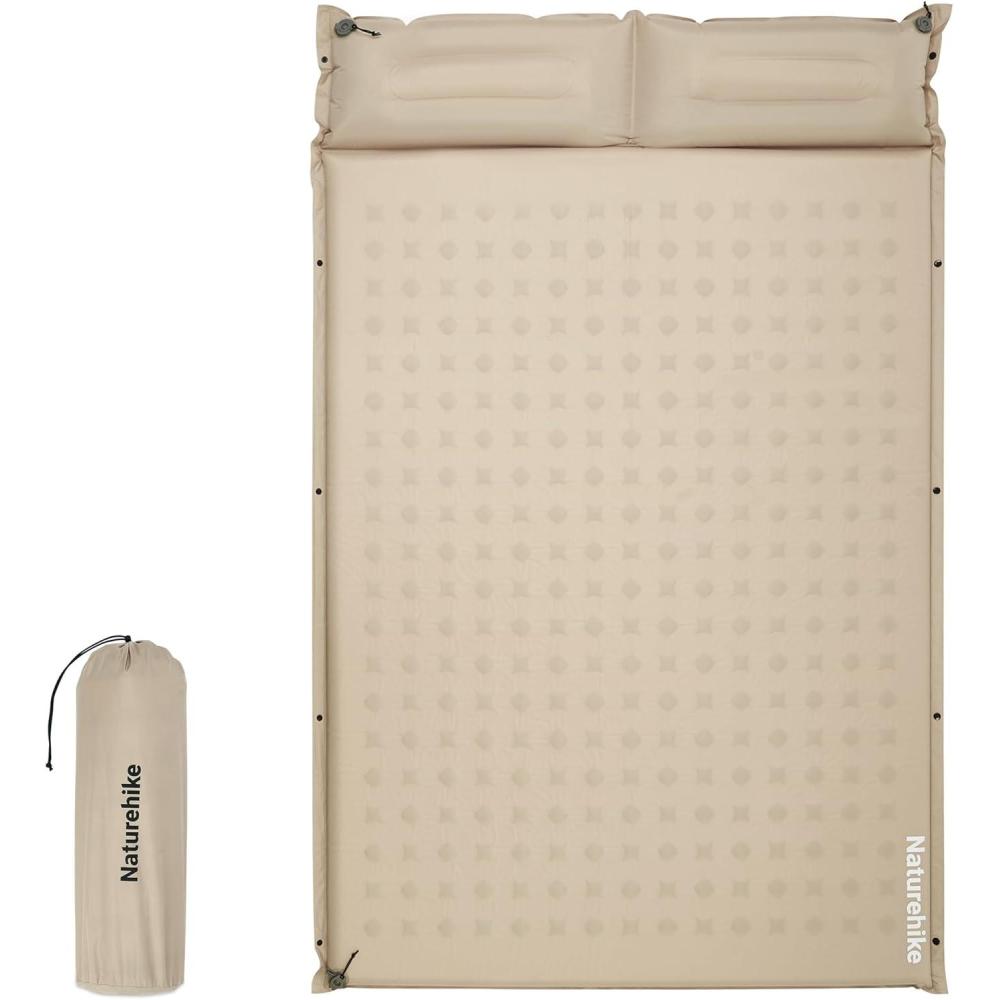 image:imageNaturehike Connectable Double Self Inflating Sleeping Pad 118 Memory Foam Camping Pad Backpacking Camping Mattress Pad for Tent Travel Car HammockKhaki