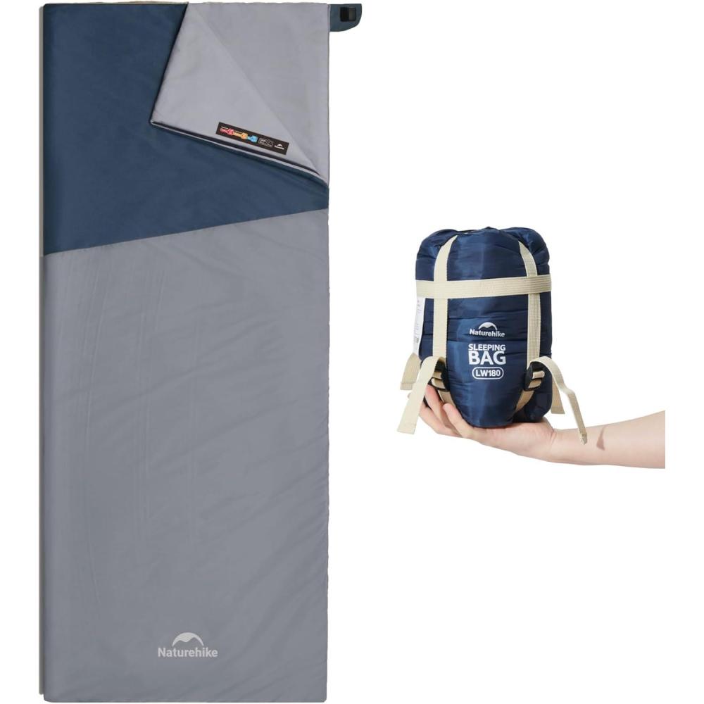image:imageNaturehike Lightweight Compact Sleeping Bag 5932 Envelope Ultralight Backpacking Sleeping Bag Portable Waterproof with Compression Sack for ColdampWarm Camping Traveling HikingBlue