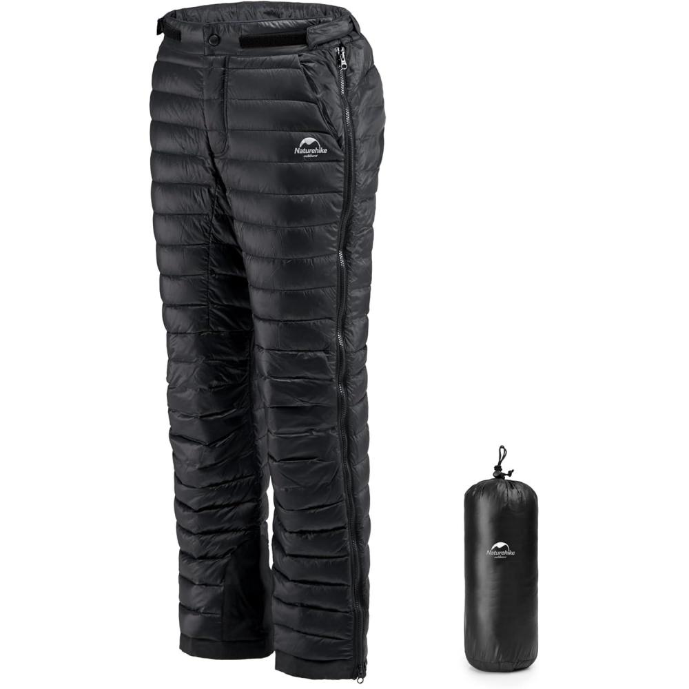 image:imageNaturehike Side Zipper Down Pants Mens Womens Winter Snow Ski Pants Windproof Warm Insulated Puffy TrousersBlackxl