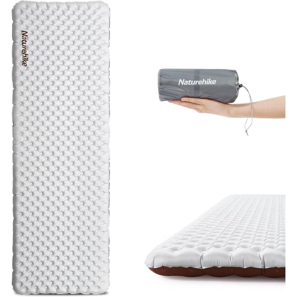 image:imageNaturehike Ultralight Insulated Sleeping Pad with R58 32in Thickened Patchworkable Inflatable Double Sleeping Mat for Camping Hiking Climbing with Inflatable BagSilverrectangular