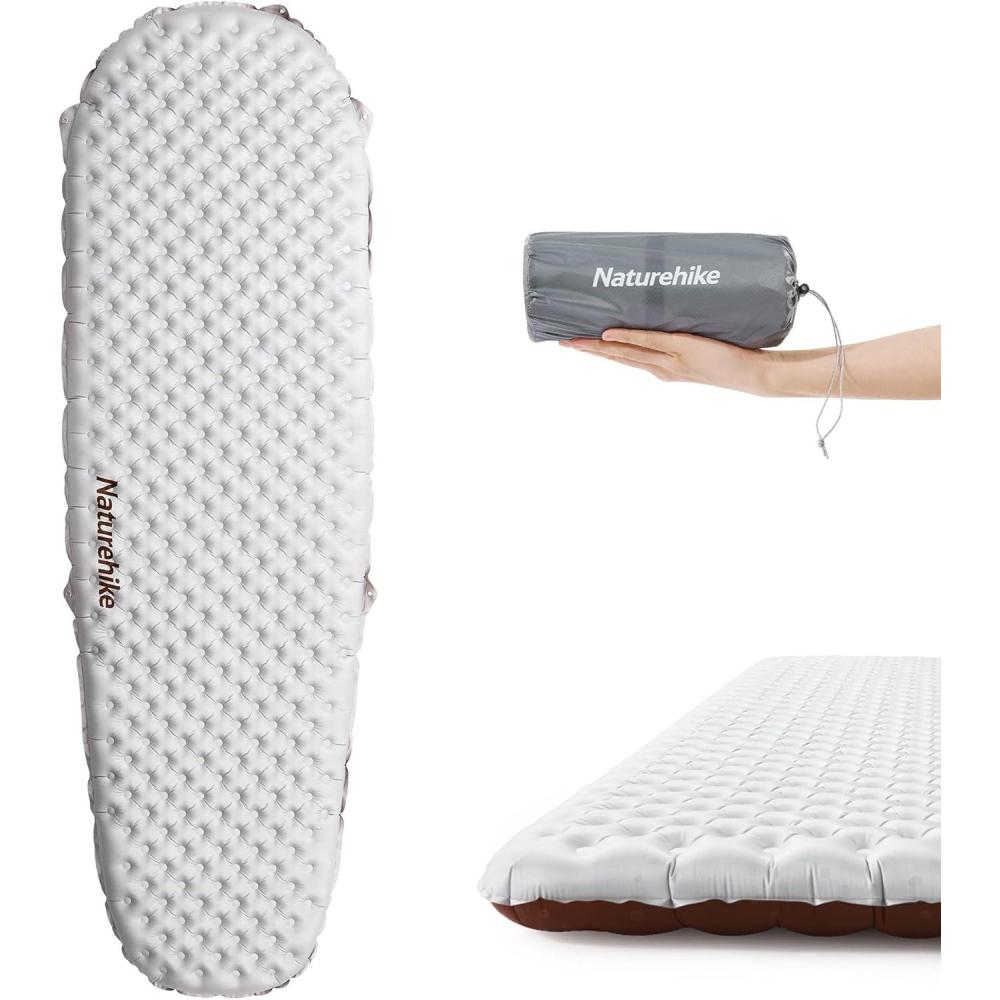 image:imageNaturehike Ultralight Insulated Sleeping Pad with R58 32in Thickened Patchworkable Inflatable Double Sleeping Mat for Camping Hiking Climbing with Inflatable BagSilvermummy