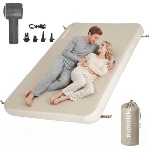 image:imageNaturehike 4 Drop Stitch Double Sleeping Pad with Electric Pump 882 LBS NonCollapsible Strong Support Connectable Camping Mattress Full Size Inflatable Air Mattress for Home Camping GuestBrown