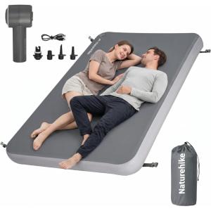 image:imageNaturehike 4 Drop Stitch Double Sleeping Pad with Electric Pump 882 LBS NonCollapsible Strong Support Connectable Camping Mattress Full Size Inflatable Air Mattress for Home Camping GuestBlue
