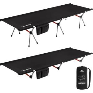 image:imageNaturehike ArmyWild Folding Camping Cot Height Adjustable Ultralight Backpacking Cot Portable Camping Bed for Camping Hiking Travel HomeBlackWide 275in