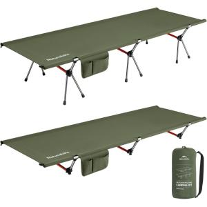 image:imageNaturehike ArmyWild Folding Camping Cot Height Adjustable Ultralight Backpacking Cot Portable Camping Bed for Camping Hiking Travel HomeGreenWide 275in