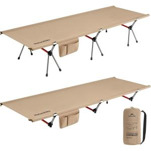 image:imageNaturehike ArmyWild Folding Camping Cot Height Adjustable Ultralight Backpacking Cot Portable Camping Bed for Camping Hiking Travel HomeKhakiWide 275in