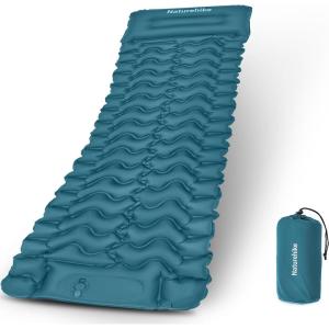 image:imageNaturehike Camping Sleeping Pad Ultralight Inflatable Sleeping Mat with Pillow Builtin Pump 26 Inch Lightweight Air Mattress for Backpacking Hiking TravelingBlue Single
