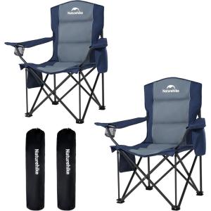 image:imageNaturehike Oversized Camping Chair with Cooler Bag Heavy Duty Lawn Chair Support 450 LBS Portable Padded Outdoor Folding Chair 2 PackSummit Blue