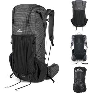 image:imageNaturehike Rock 20 Internal Frame Hiking Backpack 30L45L65L Ultralight with Rain Cover Backpack for Men and WomenBlack