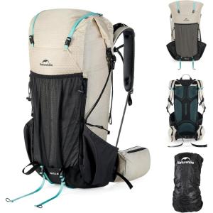 image:imageNaturehike Rock 20 Internal Frame Hiking Backpack 30L45L65L Ultralight with Rain Cover Backpack for Men and WomenWhite