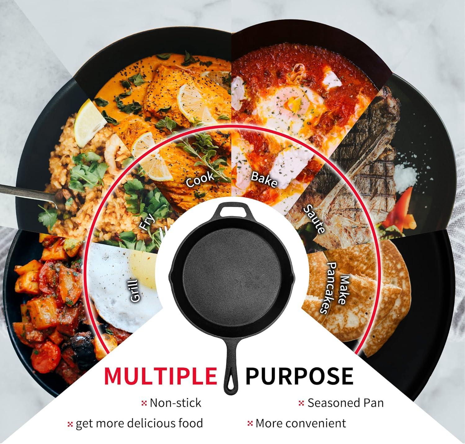 image:imageNaturehike 10 Iron Skillet Durable NonStick Seasoned Pan Strong Frying Pot with Two Pour Spouts Grill Versatile Cookware for Kitchen Camping Hiking Indoor and Outdoor Cooking Black