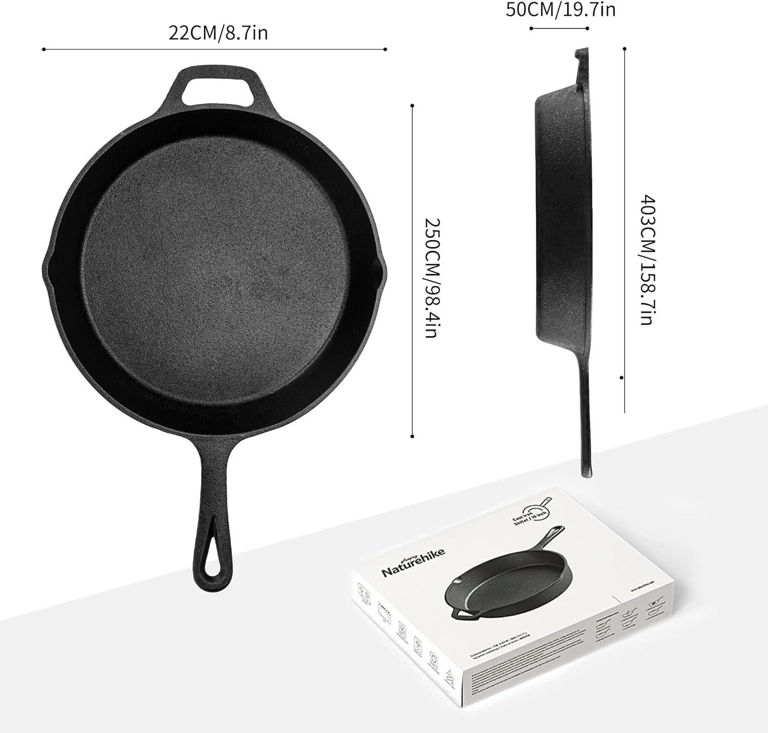 image:imageNaturehike 10 Iron Skillet Durable NonStick Seasoned Pan Strong Frying Pot with Two Pour Spouts Grill Versatile Cookware for Kitchen Camping Hiking Indoor and Outdoor Cooking Black
