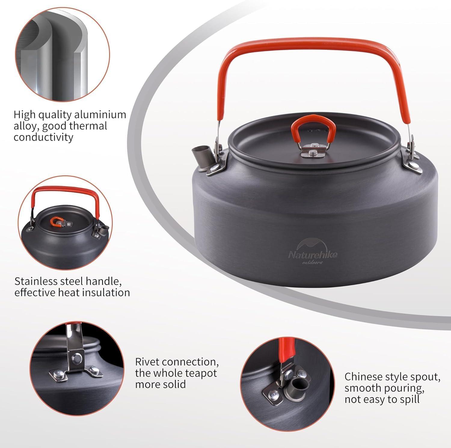 image:imageNaturehike 145L Camping Kettle Teapot Coffee Pot Portable Aluminum Outdoor Kettle with Mouthpiece