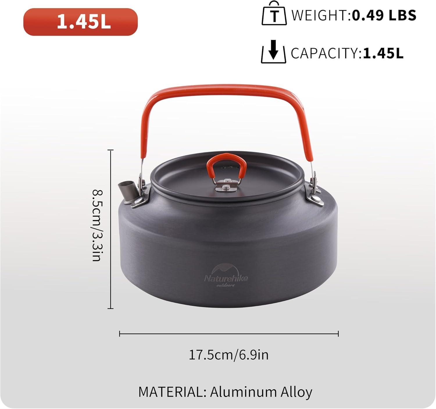 image:imageNaturehike 145L Camping Kettle Teapot Coffee Pot Portable Aluminum Outdoor Kettle with Mouthpiece
