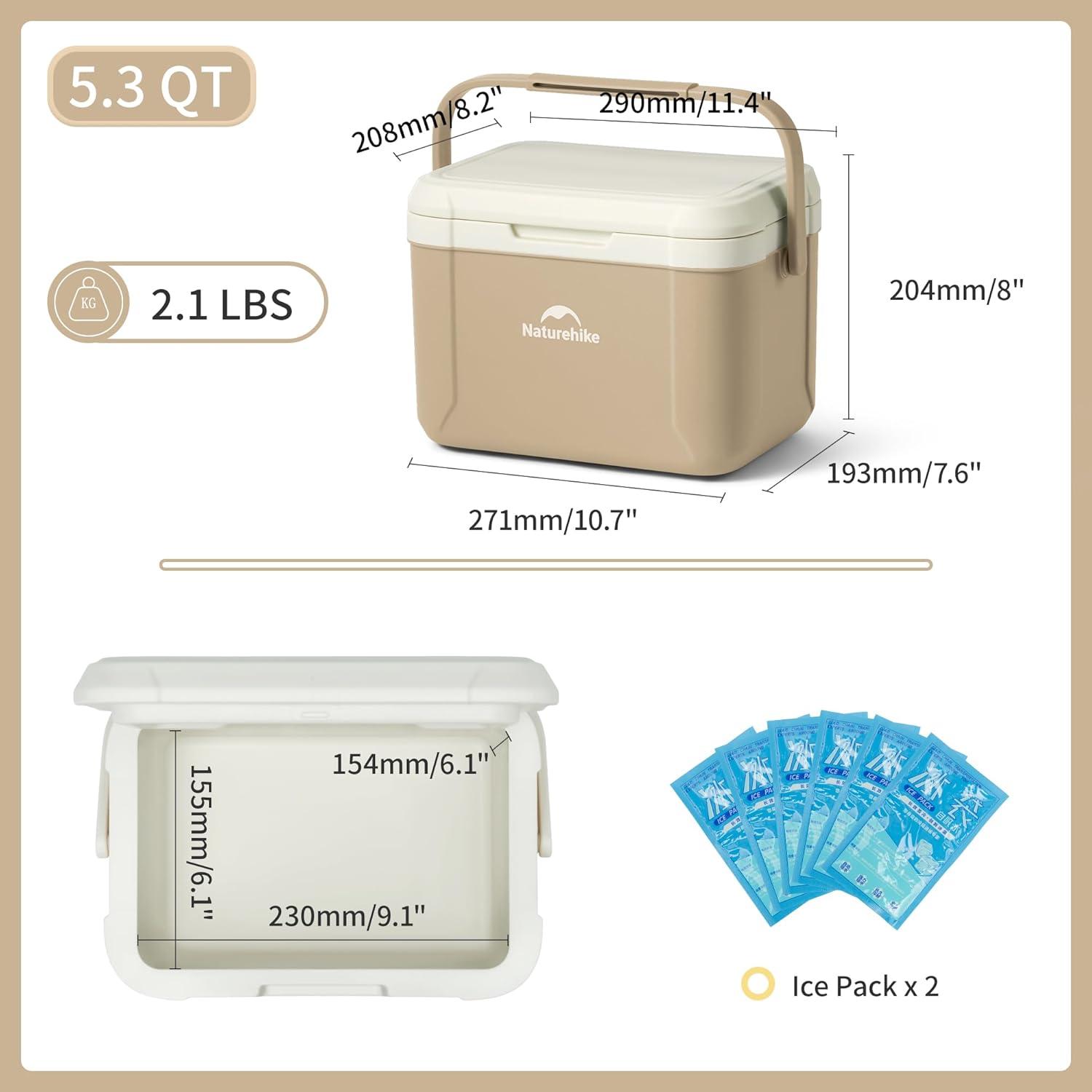 image:imageNaturehike 531519 QT Hard Cooler Insulated Ice Chest Box Portable Ice Retention Cooler for Beach Camping Picnic Fishing BarbecueBrown