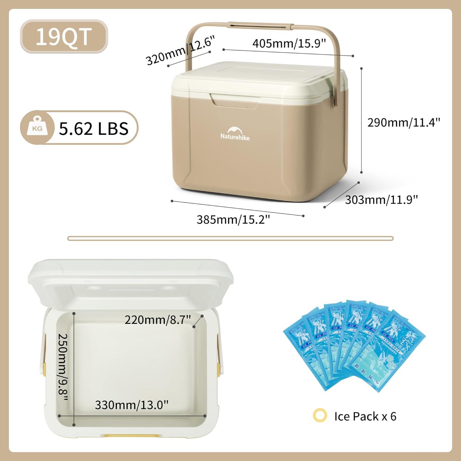 image:imageNaturehike 531519 QT Hard Cooler Insulated Ice Chest Box Portable Ice Retention Cooler for Beach Camping Picnic Fishing BarbecueBrown