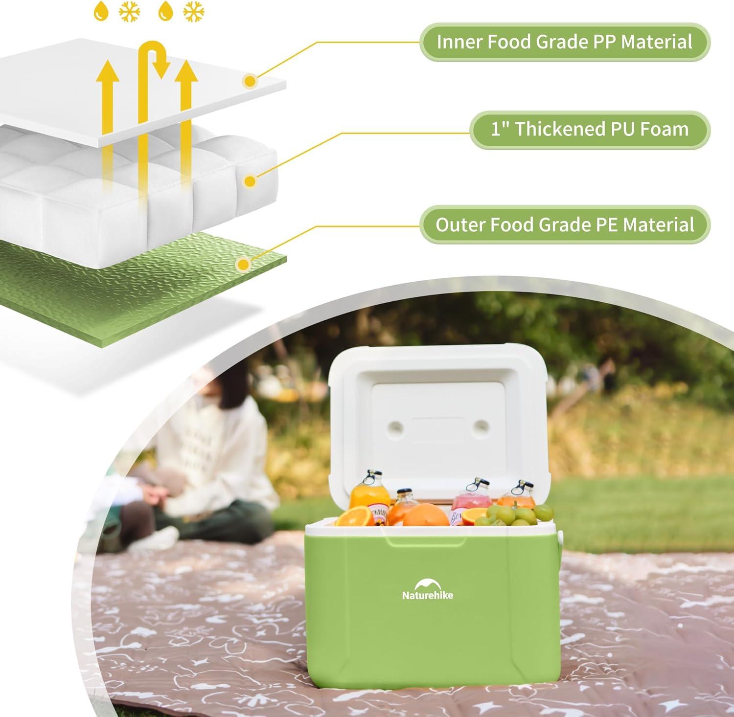 image:imageNaturehike 531519 QT Hard Cooler Insulated Ice Chest Box Portable Ice Retention Cooler for Beach Camping Picnic Fishing BarbecueGreen