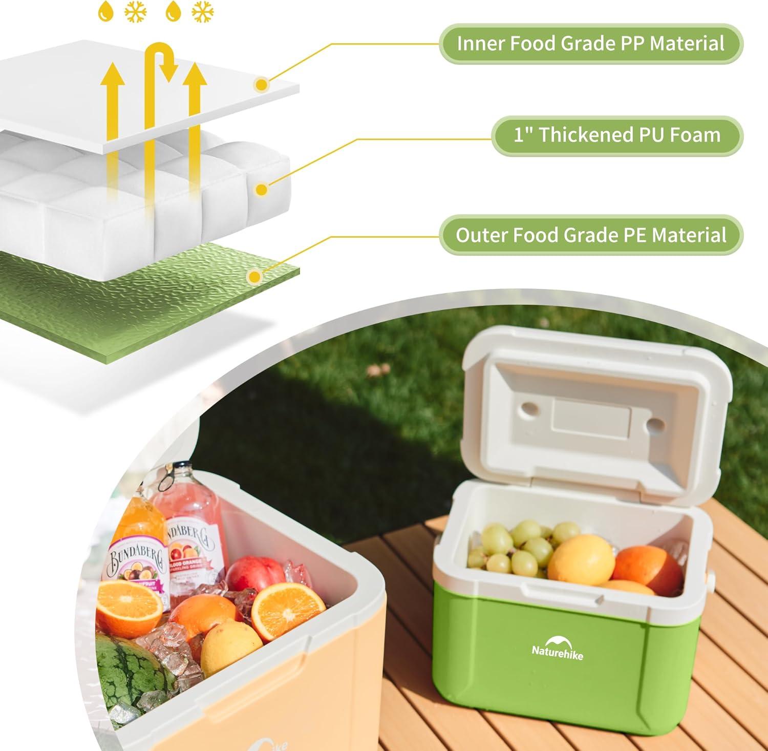 image:imageNaturehike 531519 QT Hard Cooler Insulated Ice Chest Box Portable Ice Retention Cooler for Beach Camping Picnic Fishing BarbecueGreen