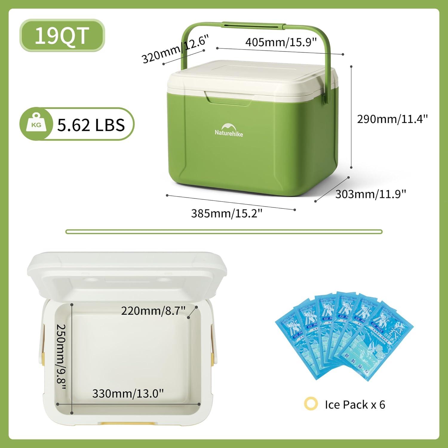 image:imageNaturehike 531519 QT Hard Cooler Insulated Ice Chest Box Portable Ice Retention Cooler for Beach Camping Picnic Fishing BarbecueGreen
