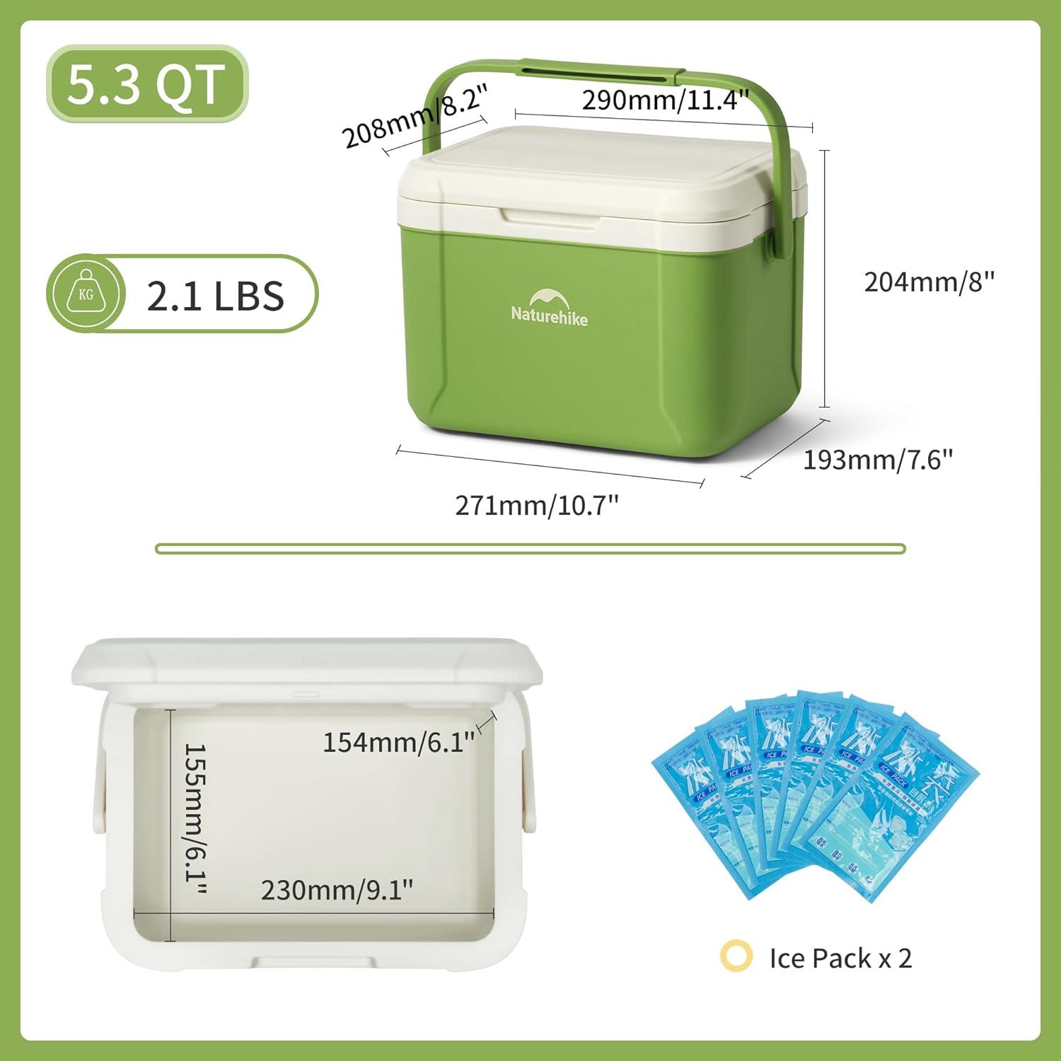 image:imageNaturehike 531519 QT Hard Cooler Insulated Ice Chest Box Portable Ice Retention Cooler for Beach Camping Picnic Fishing BarbecueGreen