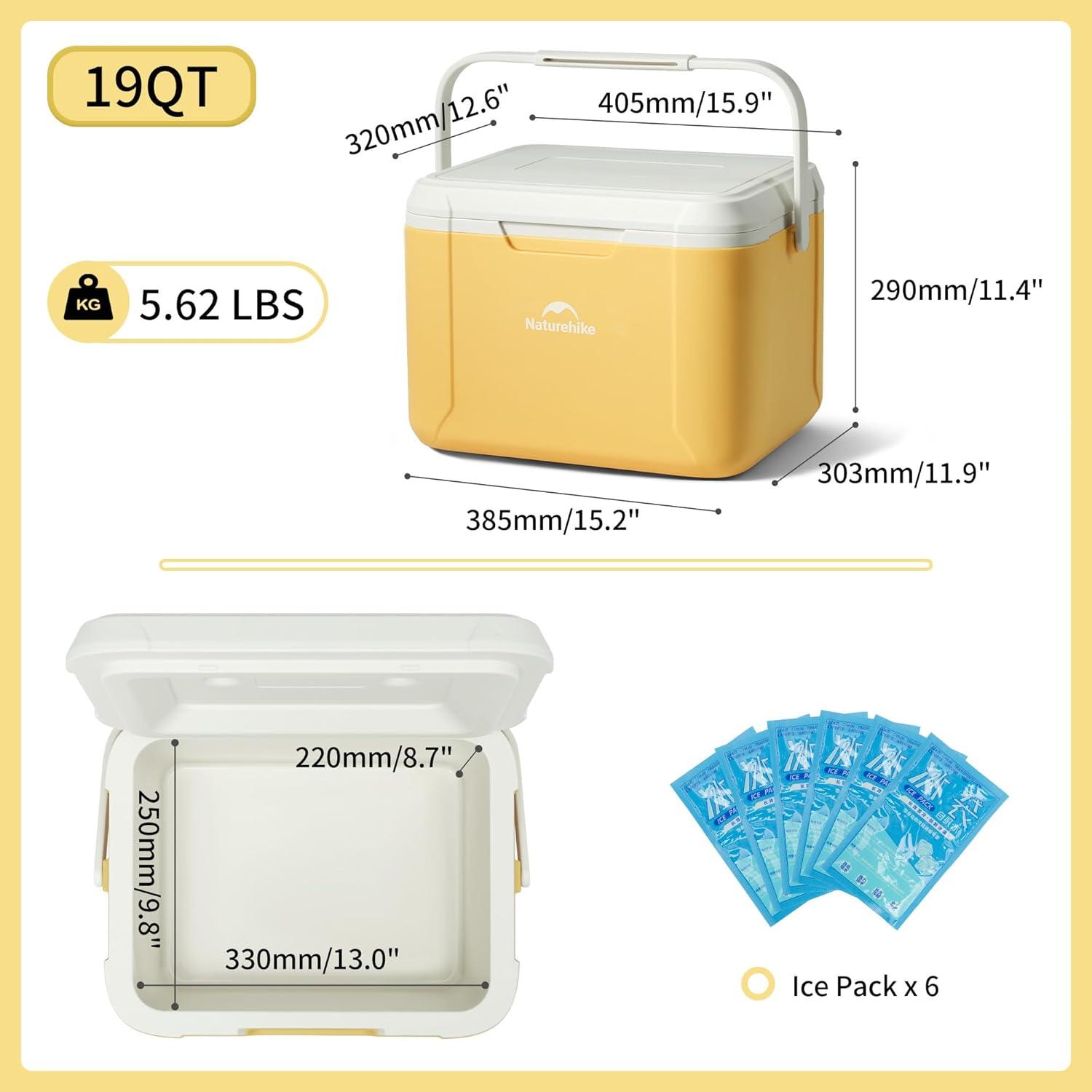 image:imageNaturehike 531519 QT Hard Cooler Insulated Ice Chest Box Portable Ice Retention Cooler for Beach Camping Picnic Fishing BarbecueYellow