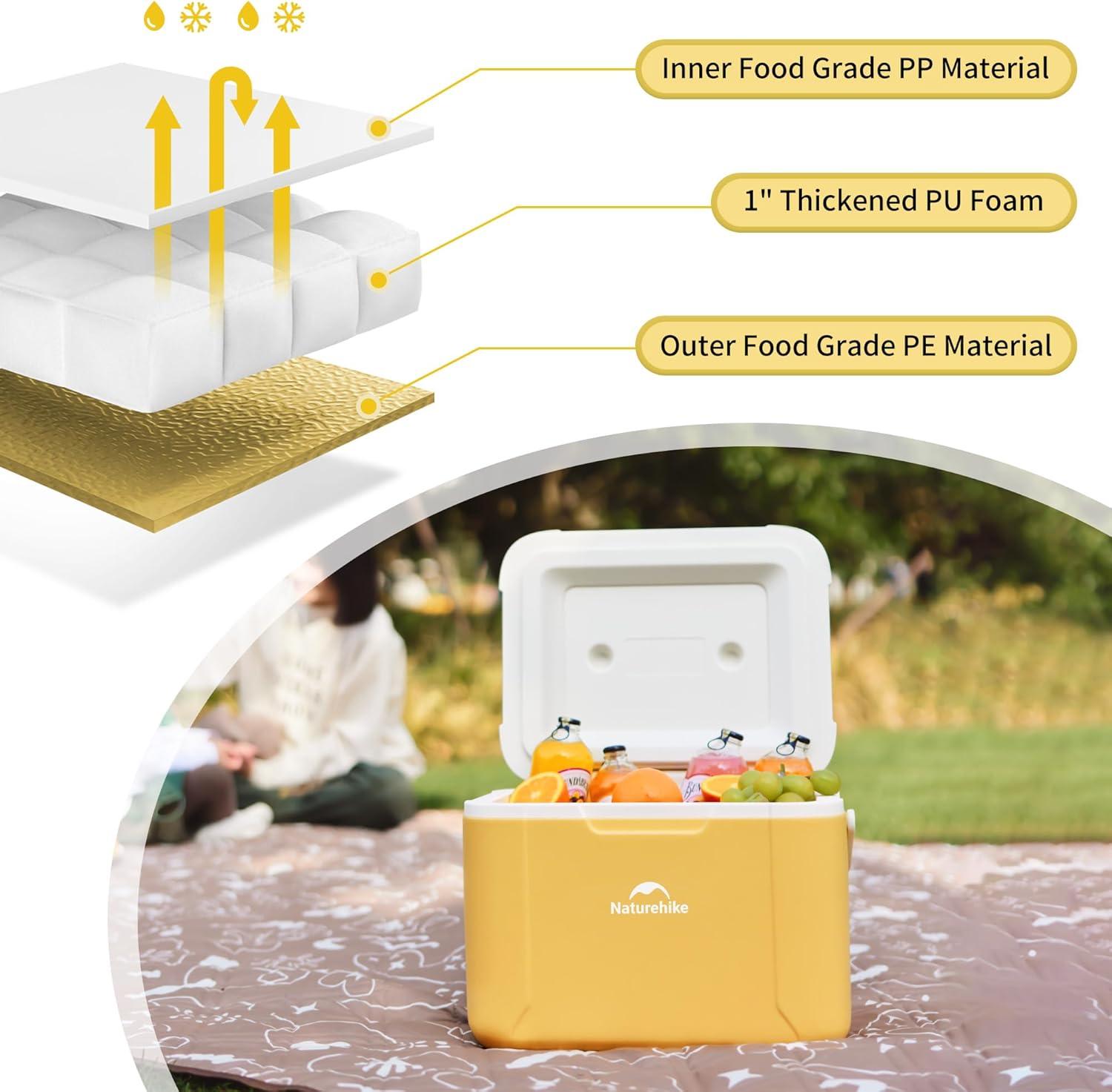 image:imageNaturehike 531519 QT Hard Cooler Insulated Ice Chest Box Portable Ice Retention Cooler for Beach Camping Picnic Fishing BarbecueYellow