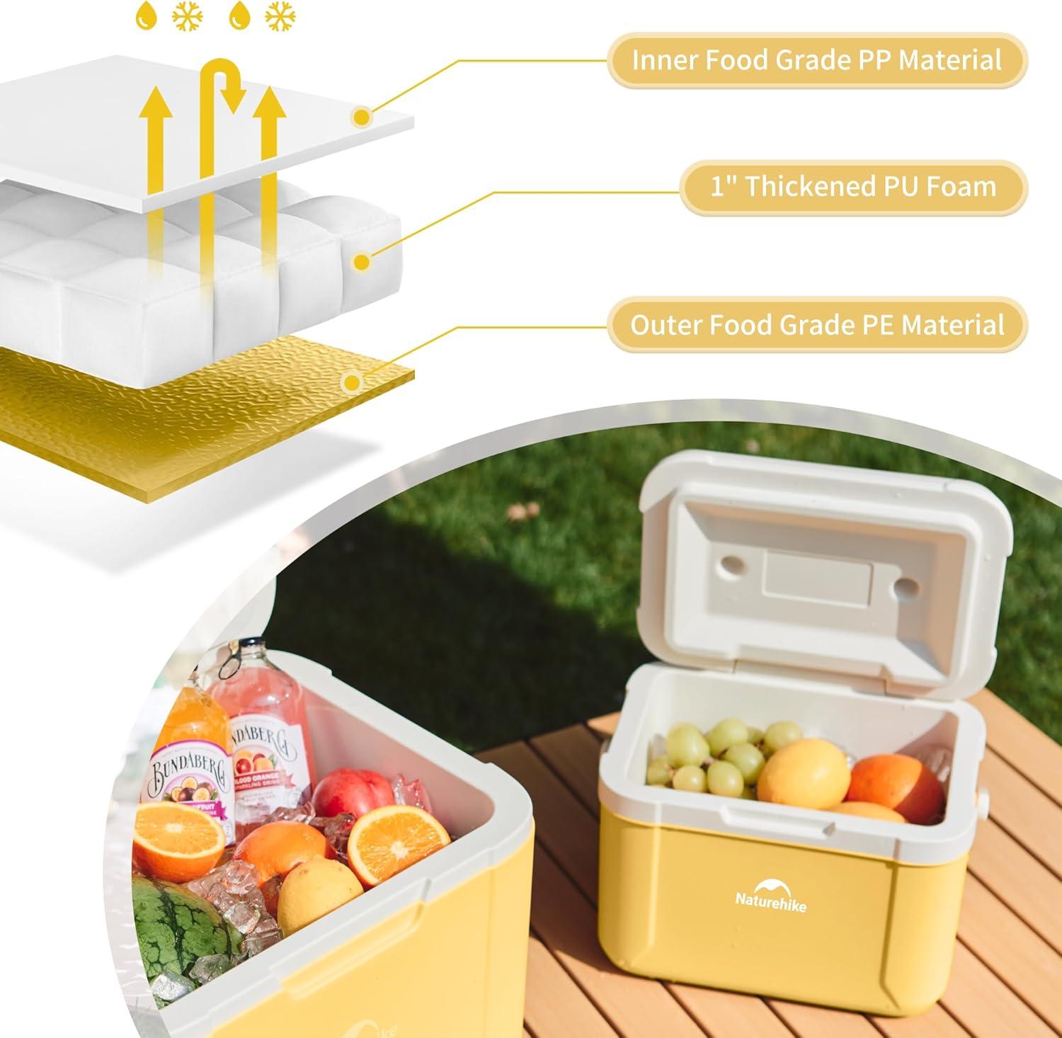 image:imageNaturehike 531519 QT Hard Cooler Insulated Ice Chest Box Portable Ice Retention Cooler for Beach Camping Picnic Fishing BarbecueYellow