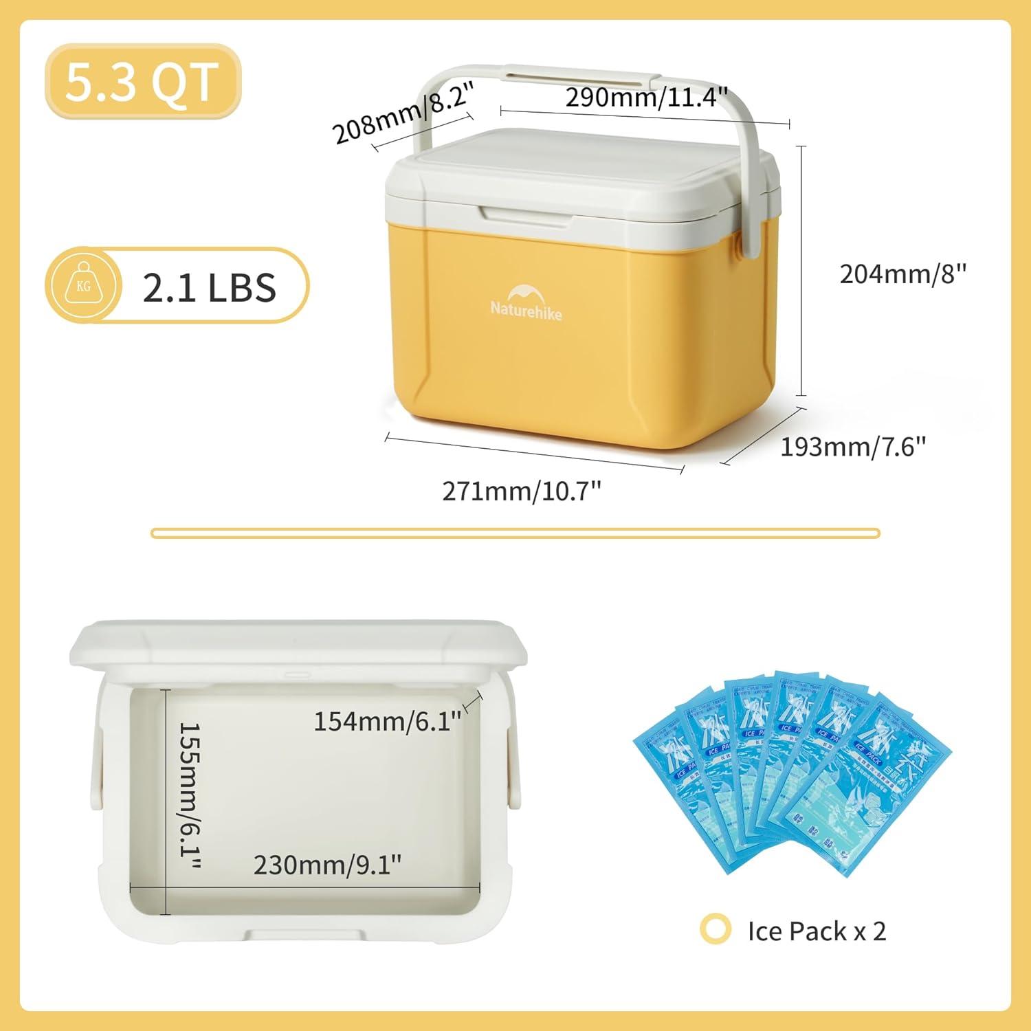 image:imageNaturehike 531519 QT Hard Cooler Insulated Ice Chest Box Portable Ice Retention Cooler for Beach Camping Picnic Fishing BarbecueYellow
