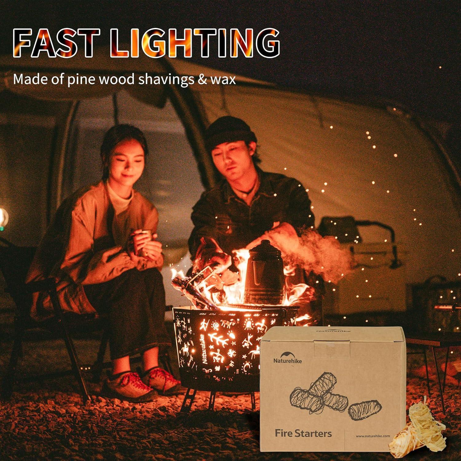 image:imageNaturehike 72 pcs Fire Starter Odorless Natural Pine Fire Starters for Fireplace Campfires Grill Wood amp Pellet Stove Chimney Fire Pit BBQ Smoker
