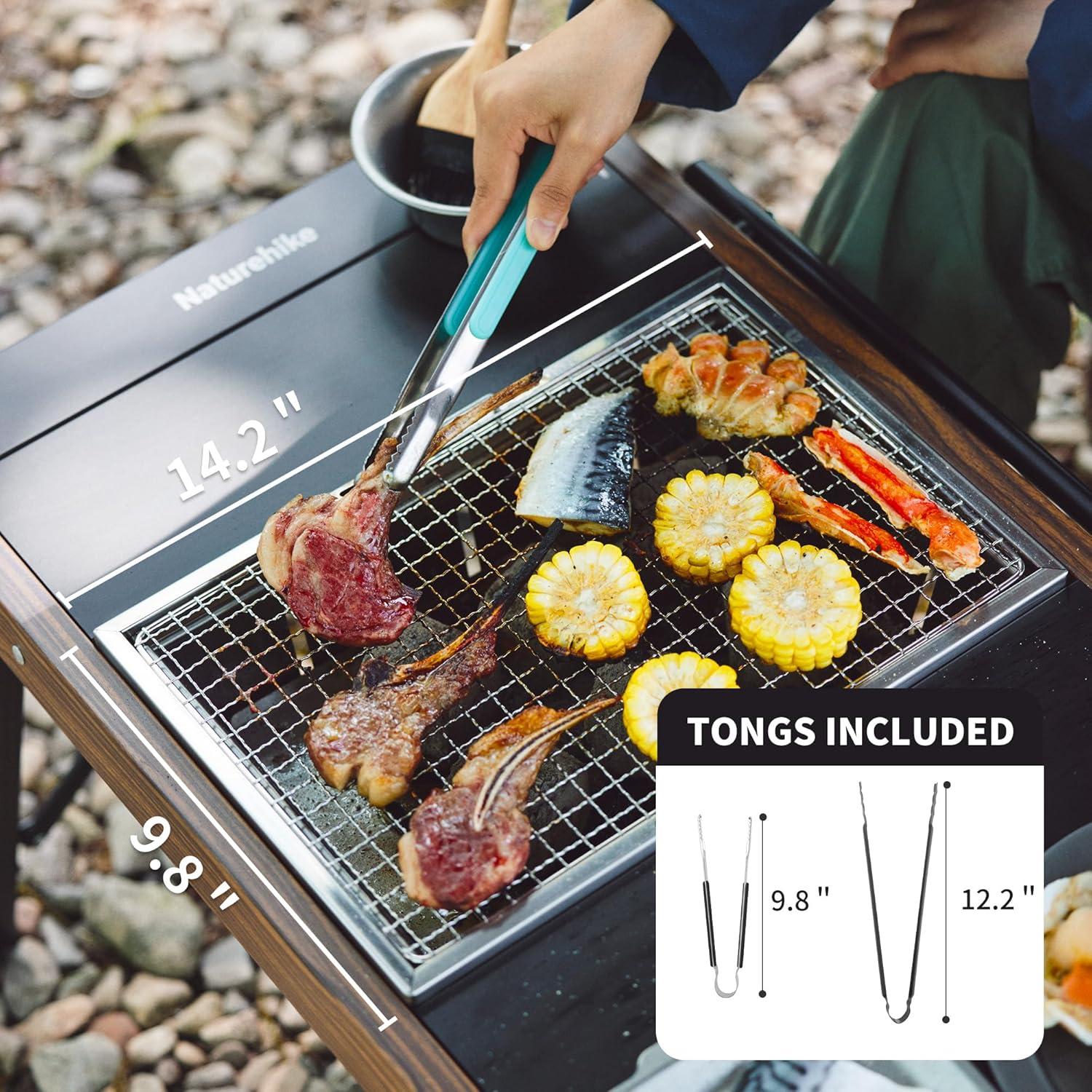 image:imageNaturehike Camping Charcoal Grill for IGT Table Folding Barbecue Grill with Tongs amp Carry Bag Portable BBQ Grill for Outdoor Car Camping Cooking Tailgating