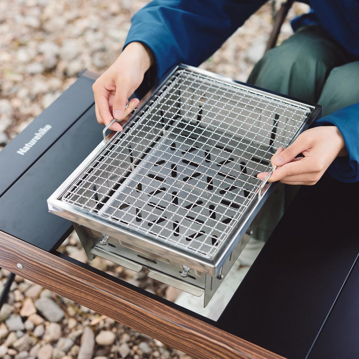 image:imageNaturehike Camping Charcoal Grill for IGT Table Folding Barbecue Grill with Tongs amp Carry Bag Portable BBQ Grill for Outdoor Car Camping Cooking Tailgating