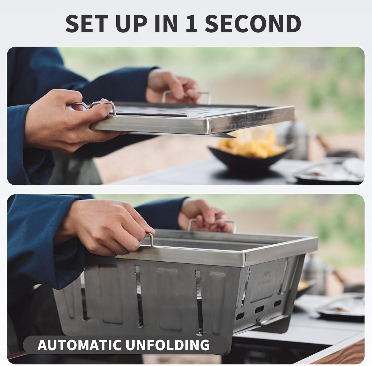 image:imageNaturehike Camping Charcoal Grill for IGT Table Folding Barbecue Grill with Tongs amp Carry Bag Portable BBQ Grill for Outdoor Car Camping Cooking Tailgating