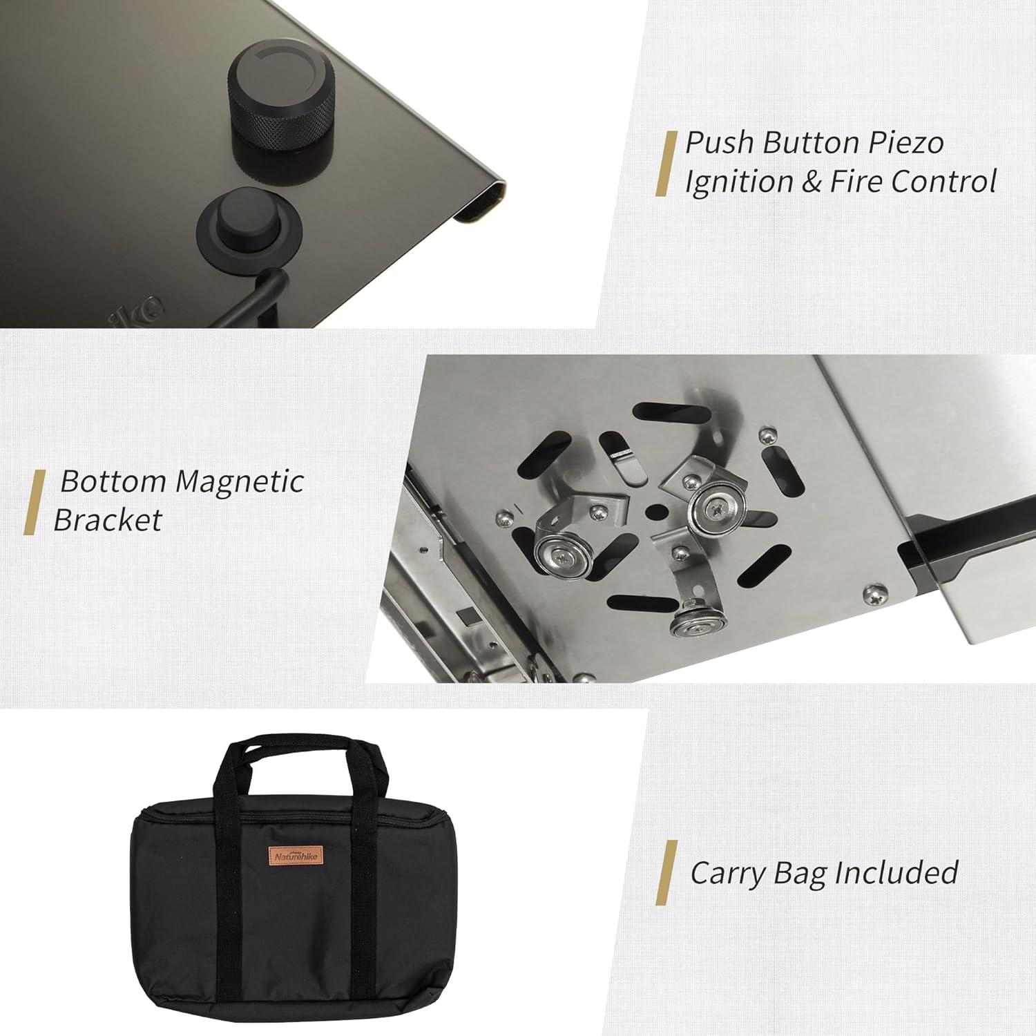 image:imageNaturehike Camping Gas Stove for IGT Table Folding Isobutane Stove with Carry Bag Portable Camp Stove for Outdoor Car Camping Cooking Tailgating