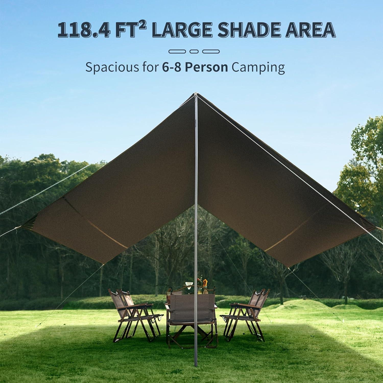 image:imageNaturehike Cloud Skies Camping Tent Tarp with Poles Waterproof PU 18000mm Rain Shelter AntiUV UPF2000 Camping Sun Shelter Canopy13 X 96ft
