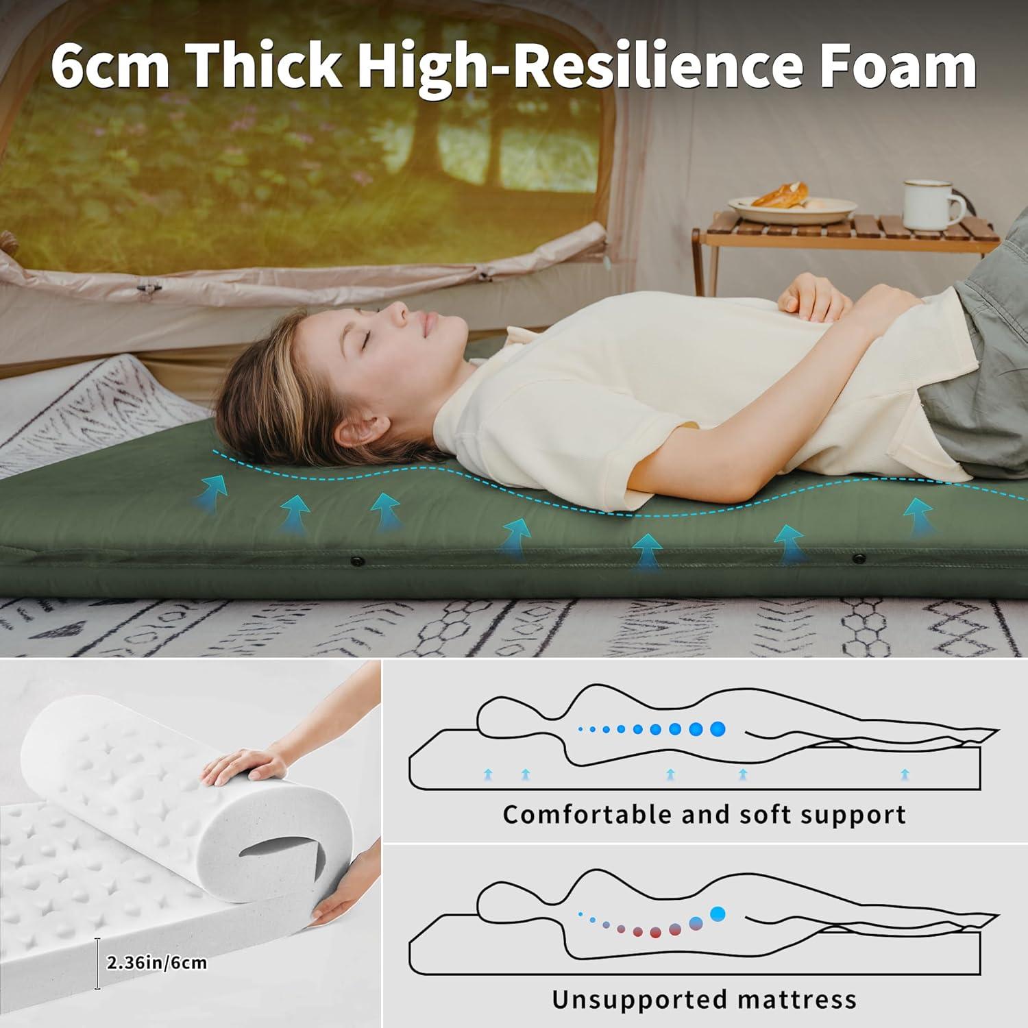 image:imageNaturehike Connectable Self Inflating Sleeping Pad 236 Memory Foam Camping Pad Backpacking Camping Mattress Pad for Tent Travel Car HammockGreen