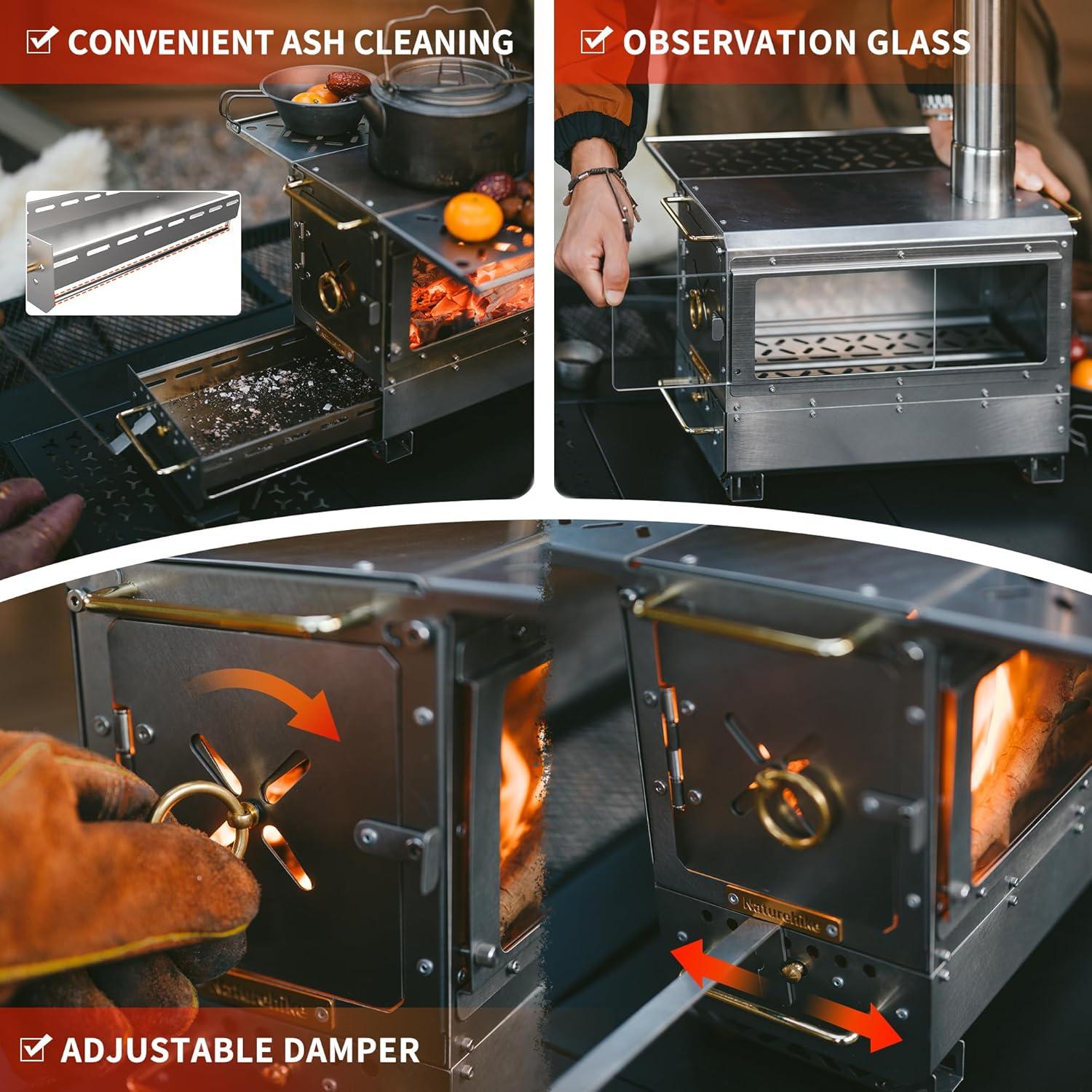 image:imageNaturehike Icefield Hot Tent Stove Tabletop Camping Stove with 472 Chimney Pipes Outdoor Tabletop Fire Pit